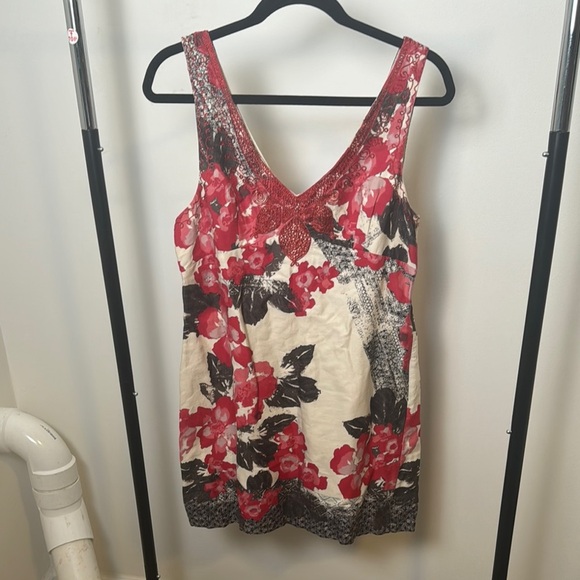 Free People Sleeveless Floral Embroidered V-Neck Sheath Dress Side Zip Size 8 - Picture 1 of 7